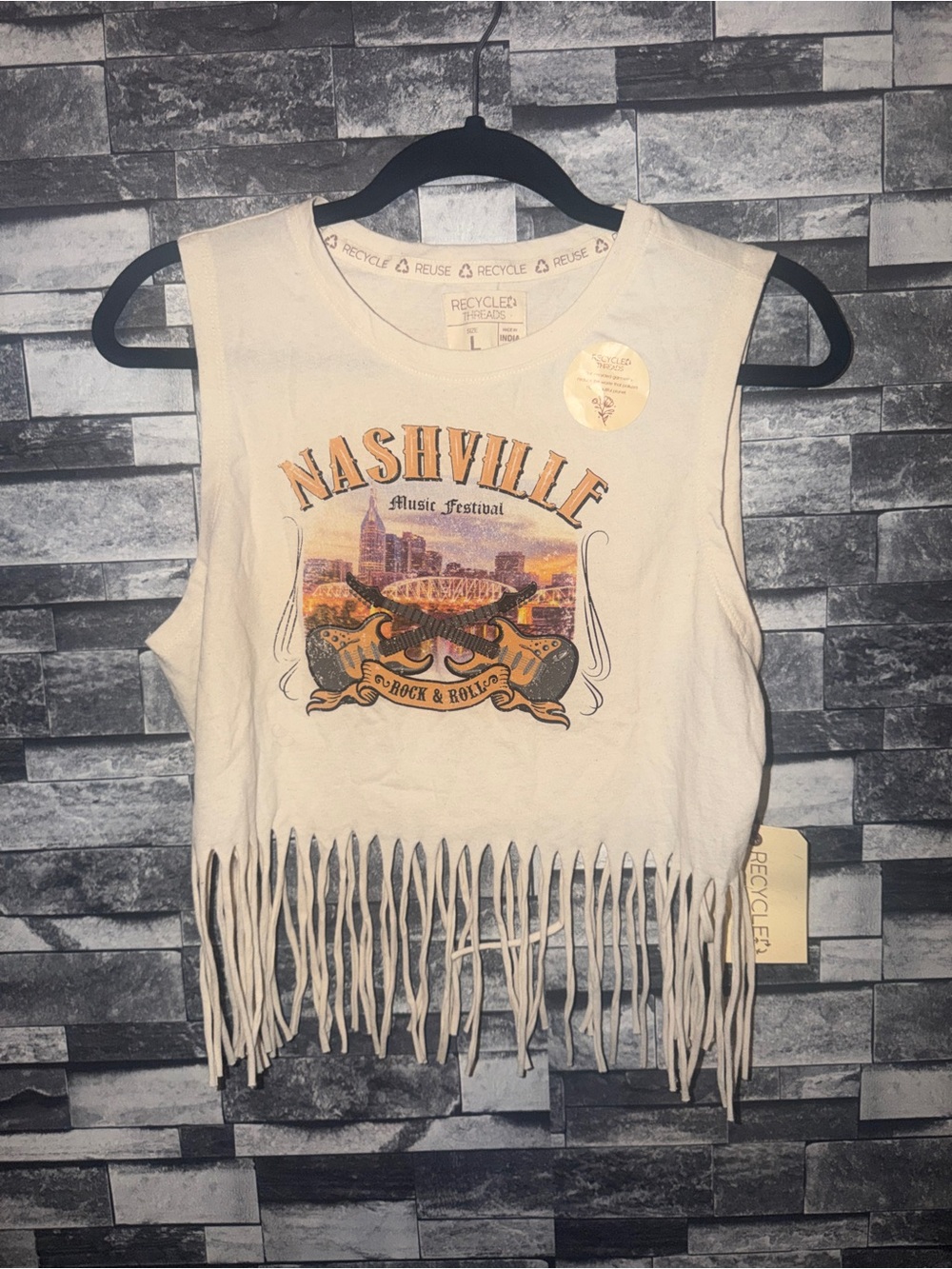 Recycled Threads White 'Nashville Music Festival' Fringe Tank for Kids